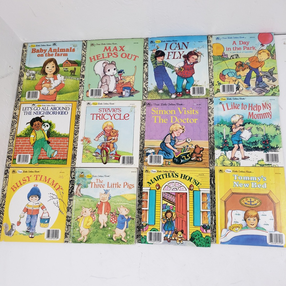 Vintage A First Little Golden Book Lot of 12 Childrens Storybooks 80s 90s Mixed